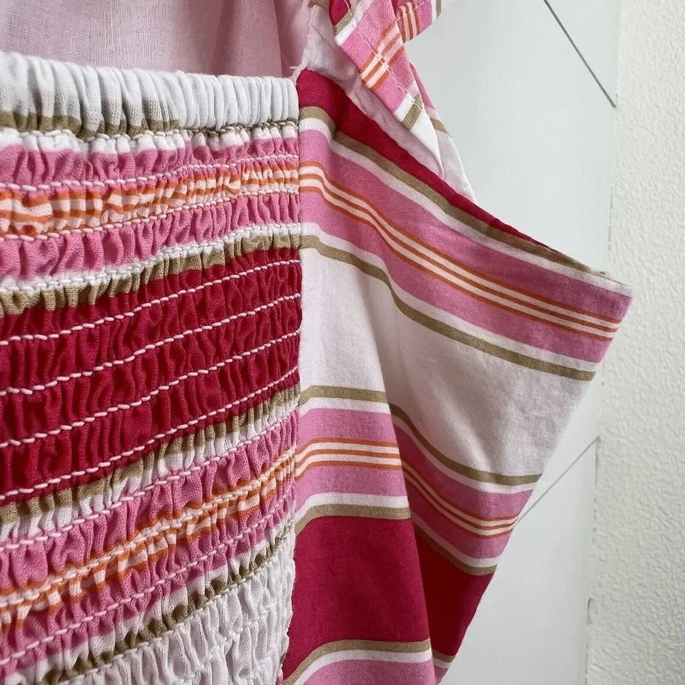 J. Crew Pink & White Striped Midi Dress